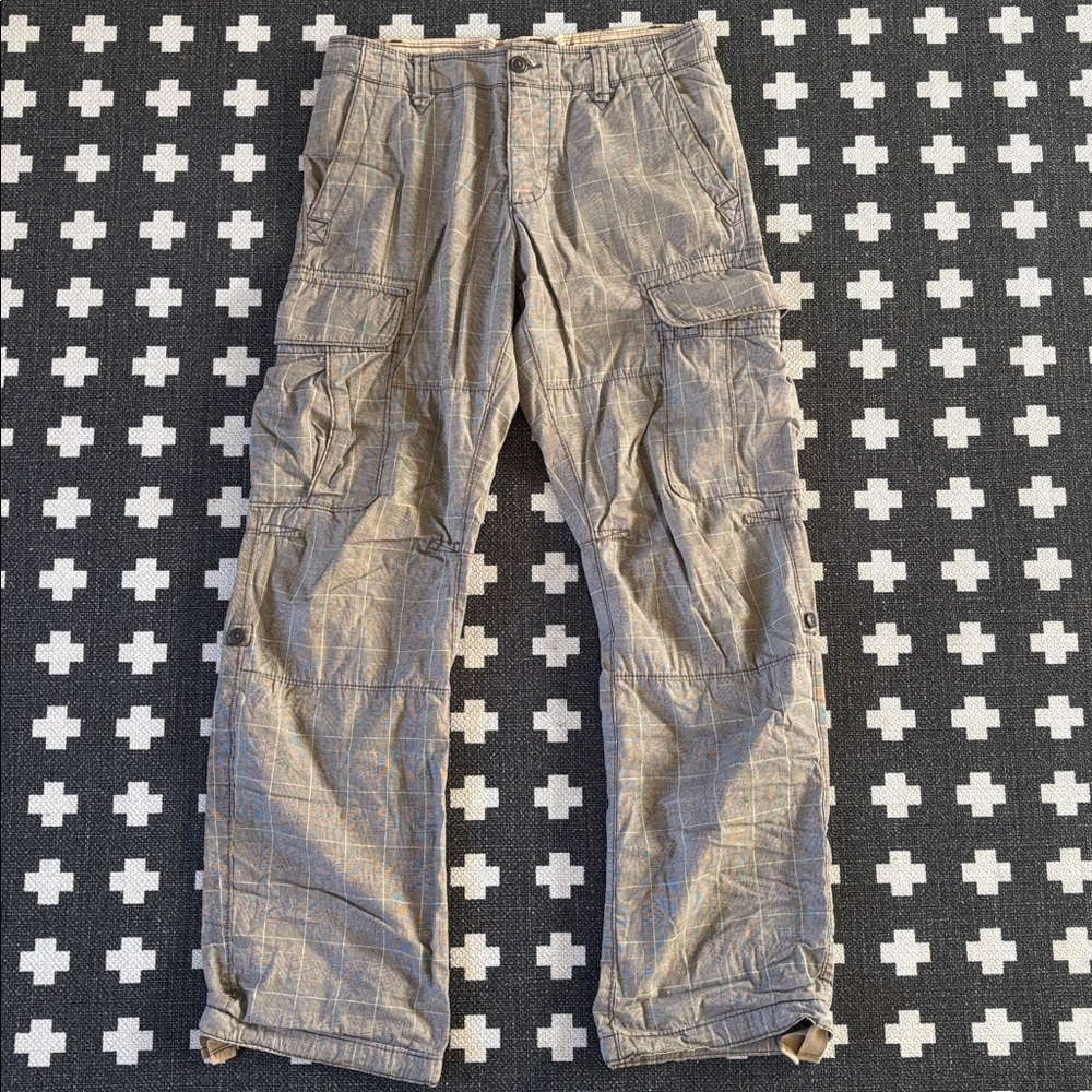 Casual Tan Check Cargo Pants 32/32